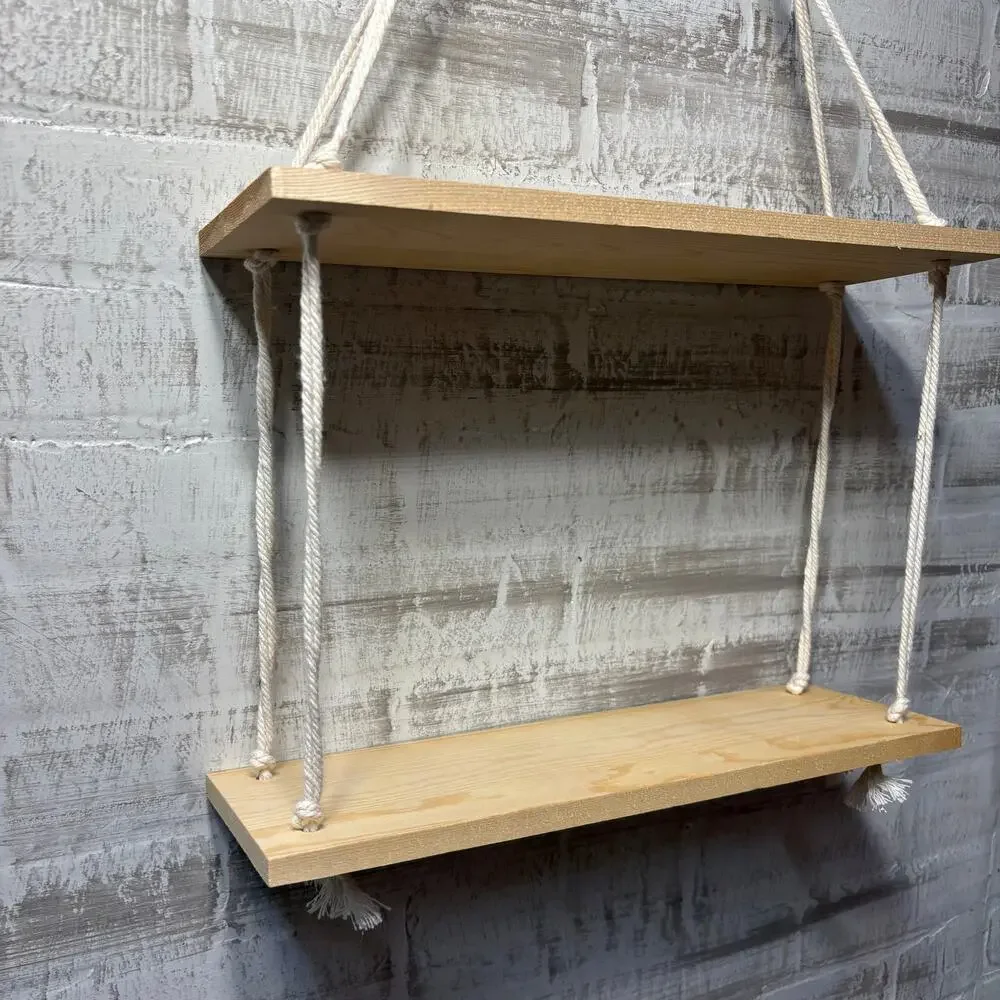 Two Tiered Macramé Hanging Shelf